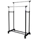 Clothes rack with 2 rods, rollable, height-adjustable coat rack