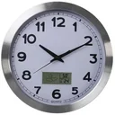 Aluminum wall clock with LCD display and thermometer, hygrometer & weather forecast - Ø 35 cm