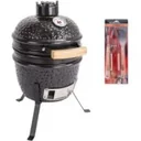 Kamado Mini Grill - Bbq Collection Barbecue Set 3-piece stainless steel with oak handle