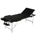 Foldable 3-zone massage table with aluminum frame (black)