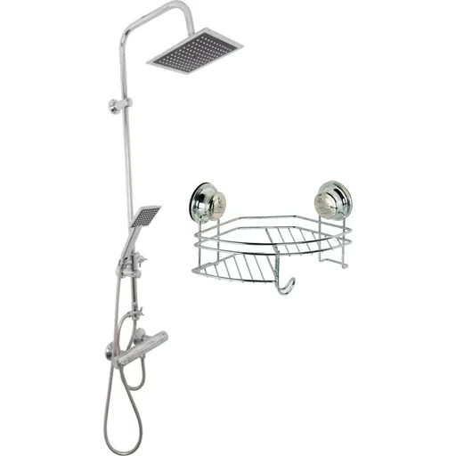 "Bath & Shower Rainshower + Handshower (square) INCLUDING shower shelf image"