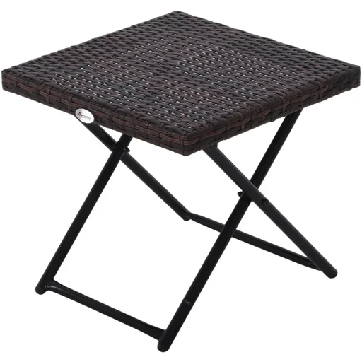 "Polyrattan garden table foldable brown image"