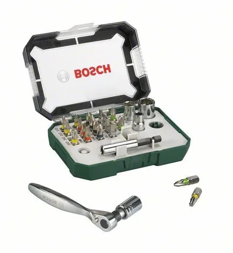 "Screwdriver bit and ratchet set, 26 pieces image"