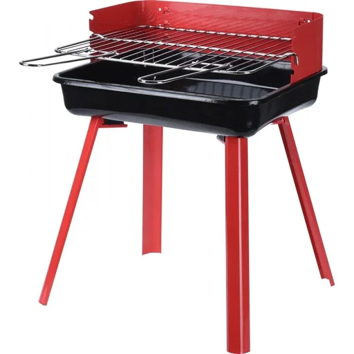 "BBQ charcoal grill - grill area 33 x 26 cm - red - compact image"
