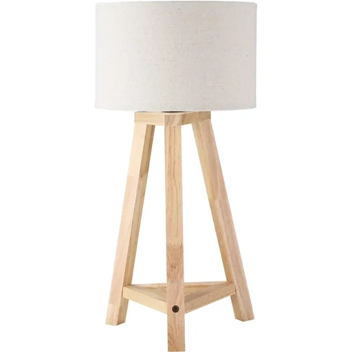"Wooden table lamp, bedside lamp, 58 cm, table lamp, E27 socket, 40 W, linen shades, wooden base, white + natural image"