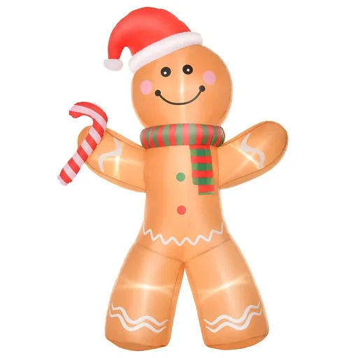 "Inflatable Gingerbread Man 2.4 m Christmas Decoration with Lights Inflatable Model Christmas Gardens Decoration aut image"
