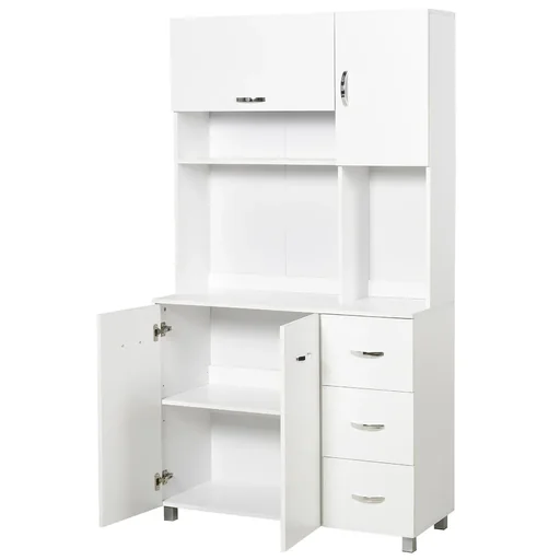 "Kitchen cabinet storage cabinet sideboard with 3 drawers tall cabinet with adjustable shelves chest of drawers white 100x 39 image"