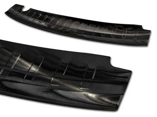 "Stainless steel loading sill protector, Ford ECOSPORT II FL + ST-Line, 2017> - graphite/black line. OEM quality image"