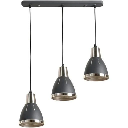 "Set of 3 hanging lights, ceiling spotlights, industrial vintage E27 40W, kitchen bar, metal, black, 13 x H16 cm (without bulb) image"
