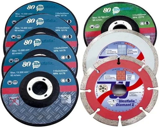 "Cutting disc set 115 mm - 7 pcs. - for metal, stone and tiles image"
