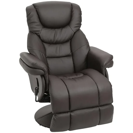 "Recliner chair, TV chair, single sofa 135° tilt, steel+PU+foam+plastic, brown, 79 x 81 x 107 cm image"