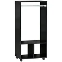 Mobile wardrobe wardrobe cabinet with shelf 4 swivel wheels for living room bedroom, aluminum alloys, 60