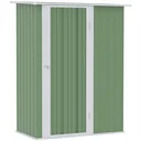 Garden shed with door, outdoor steel, green, 142 x 84 x 189 cm