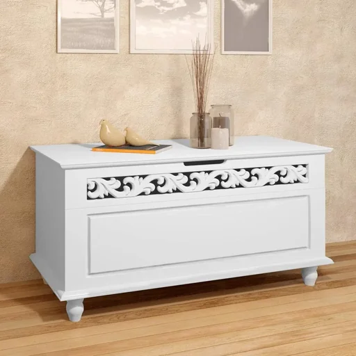 "Wood storage box with hinged lid - 80 x 40 x 48cm - max. 100 kg image"