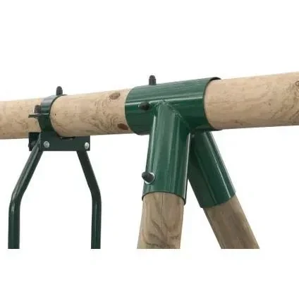 "Double swing Danielle round wood with seesaw and rope ladder image"