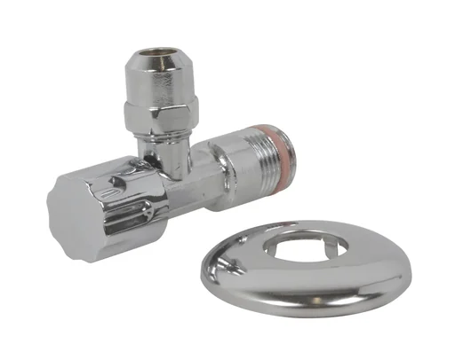 "Angle valve, 1/2" male thread x 3/8" male thread x 10 mm, with push-in rosette, self-sealing image"