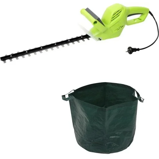 "Electric garden hedge trimmer - 500 watts - 1500 rpm - Blade length 410 mm + INCLUDES garden waste bag - 65 L image"