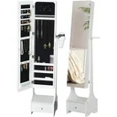 LED mirror with jewelry cabinet, white