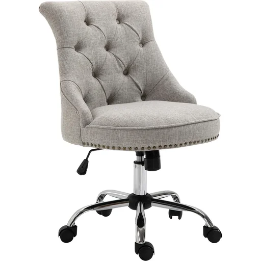 "Swivel chair upholstered chair executive chair 150 kg load capacity adjusted seat height linen light grey 54 x 65.5 x (84 91) cm image"