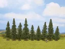 Fir trees, 9 pieces, approx. 8 - 12 cm high