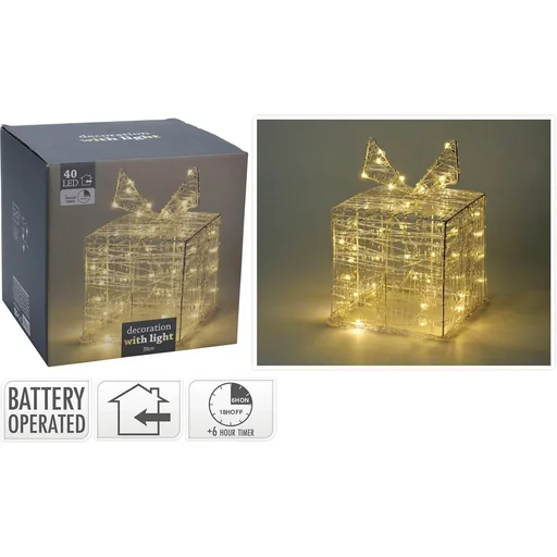 "Christmas lights gift box 40 LED 20cm high image"