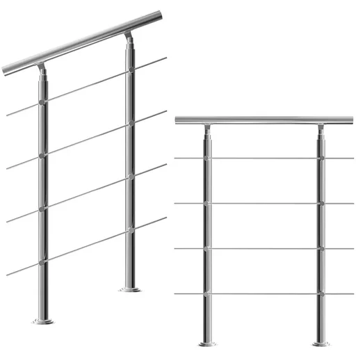 "Handrail - stainless steel - 80 cm - 4 struts image"
