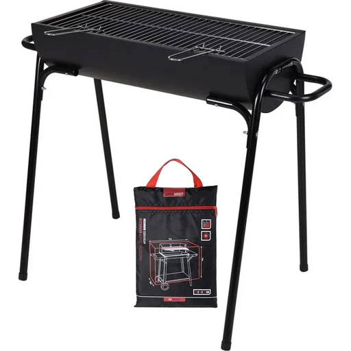 "BBQ charcoal grill on legs - 88cm - Grill area 60x29 cm - Black including protective cover image"