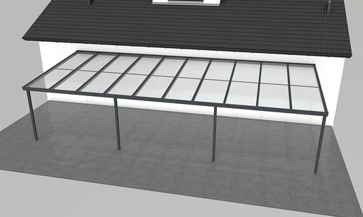 "Patio roof Premium, anthracite, 10140 x 4060 mm - Acrylic multi-wall sheets 16 mm, clear image"