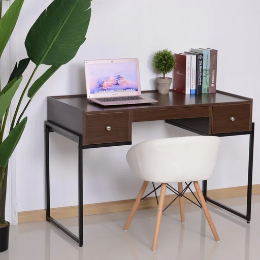 "Desk computer table office table laptop table work table 3 x drawer adjustable storage box image"