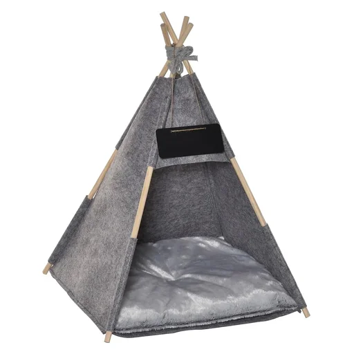 "Pet tent cat house dog tent cat bed cat tent with soft cushion plush felt machine washable gray 58 x 58 x image"