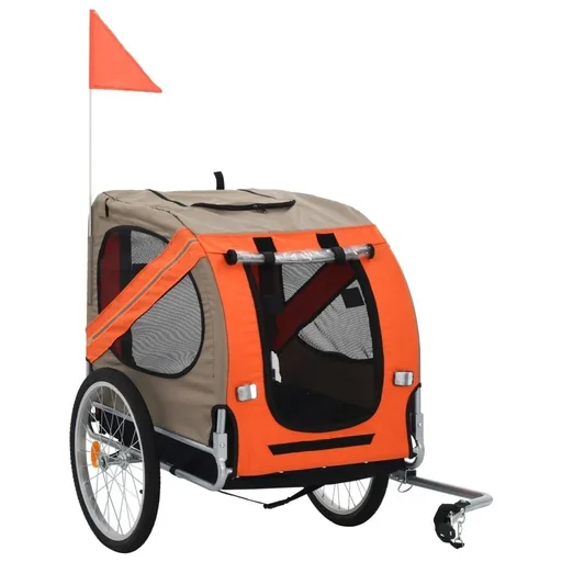 "Dog bike cart orange and brown image"