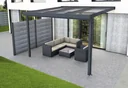 Patio roof Premium, anthracite, 3094 x 3060 mm - Polycarbonate multi-wall sheets 16 mm, white striped