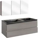 Concept bathroom furniture with mirror cabinet 120cm - grey/black