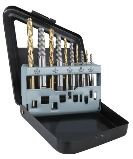 "Left-hand drill and extractor set, 10 pieces image"