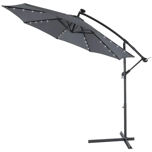 "Parasol Haiti with LED lighting, pivoting Anthracite - Ø 3m image"
