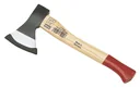 Hand axe 800 g, head black lacquered, edge ground and polished, cutting protection, ash cow foot handle