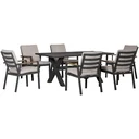 Garden set with 6 chairs and 1 table, aluminum+plastic, gray