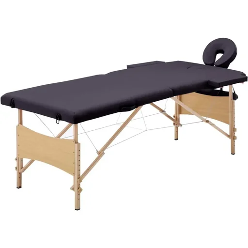 "Folding massage table 2 zones wood wine purple image"