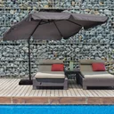 Parasol UV50+ cantilever parasol Roma parasol with stand and 4 weights including protective cover aluminum gray 270 x 270 x 260 cm