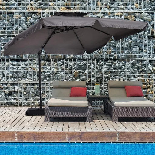 "Parasol UV50+ cantilever parasol Roma parasol with stand and 4 weights including protective cover aluminum gray 270 x 270 x 260 cm image"