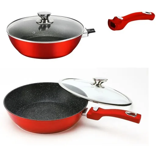 "Wok pan - with lid - 30cm - red image"