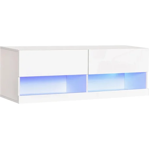 "TV board with LED lighting white image"
