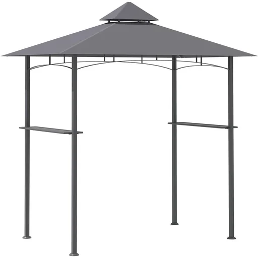 "Barbecue pavilion with 2 side shelves made of steel iron image"