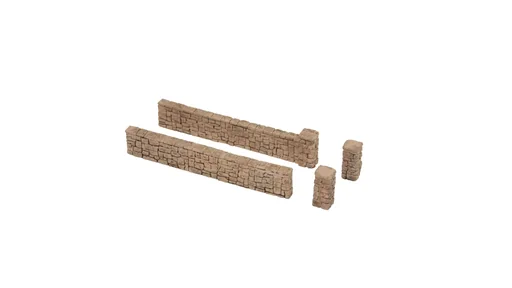 "Garden wall, wall panels, 12 pieces, total length 71 cm, wall height 1.5 cm, pillar height 1.9 cm, gauge H0 image"