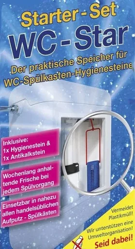 "WC-Star, starter set with blue flush WC hygiene stone, anti-limescale stone image"