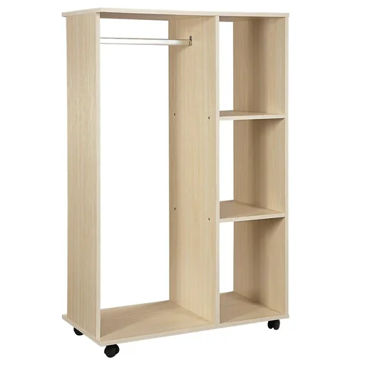 "Wardrobe open hallway cabinet, with clothes rails and wheels, for bedroom, E1 chipboard, aluminum, 80x40x12 image"