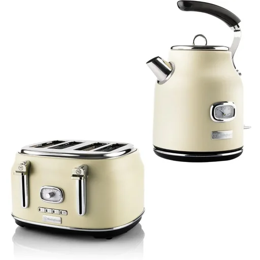 "Retro SET - 4-slice toaster + 1.7L kettle - White image"