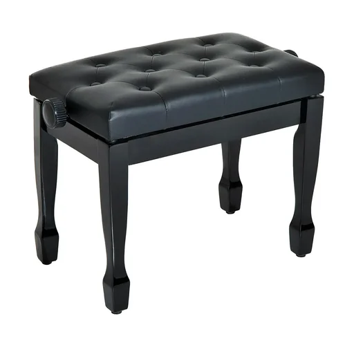"Piano stool piano bench cosmetic stool height adjustable stool practicing musical instruments solid wood artificial leather black image"