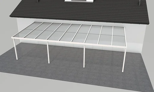 "Patio roof Premium, white, 9135 x 4060 mm - Polycarbonate multi-wall sheets 16 mm, clear image"