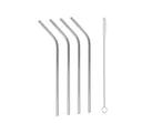 Inox drinking straws, bent, stainless steel, with cleaning brush, 5 pieces